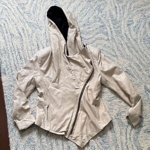 USUL leather Moto asymmetrical fairy realm hooded jacket